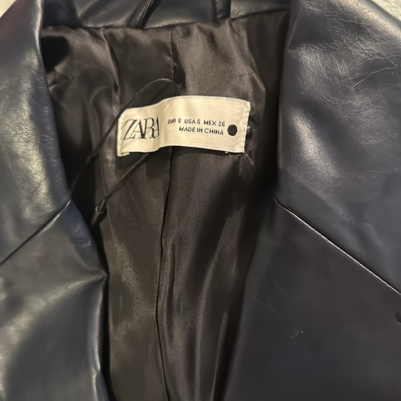 Zara Women's Navy Pleather Jacket - Picture 5 of 5